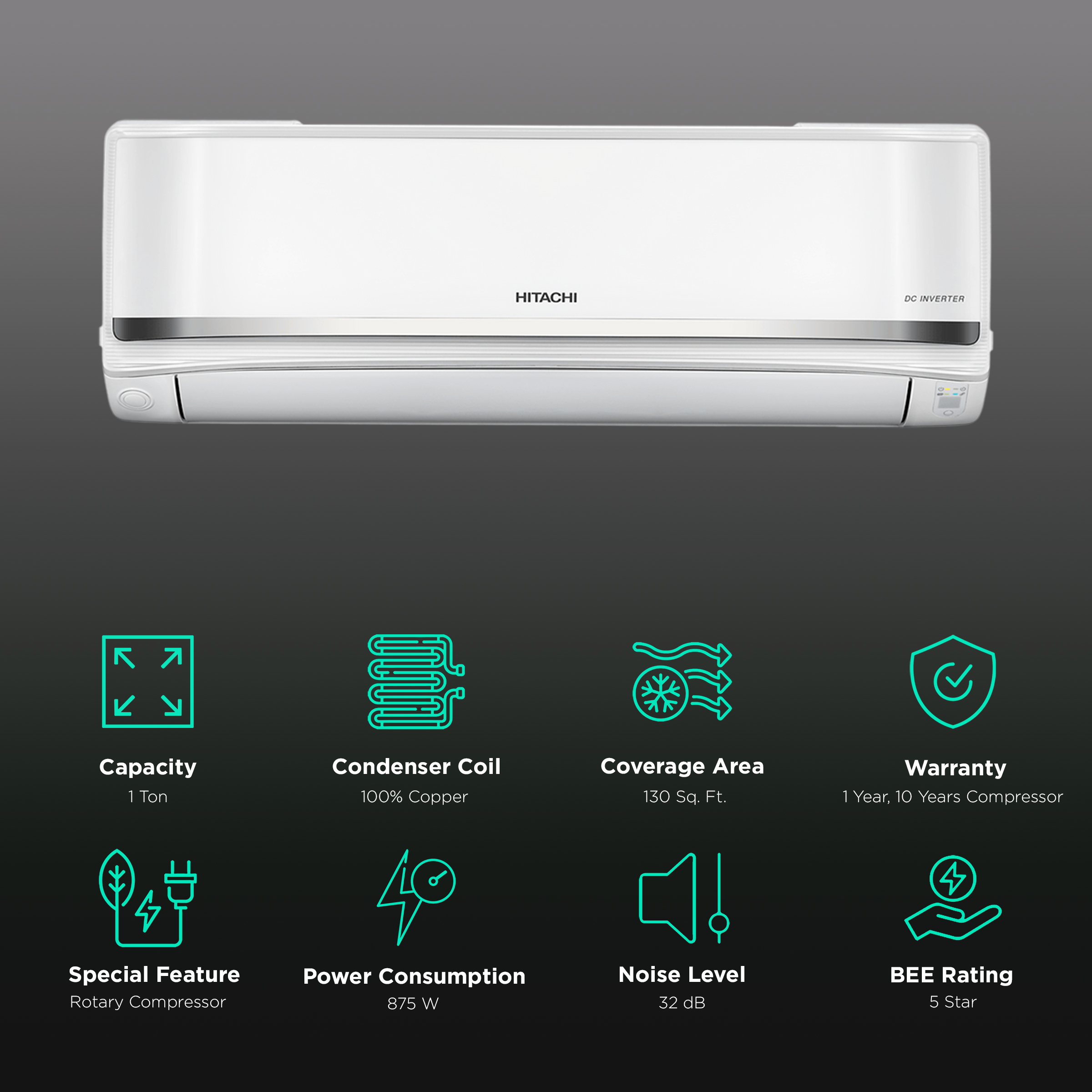 Buy Hitachi Yoshi 5400FXL 1 Ton 5 Star Inverter Split AC 2023 Model 